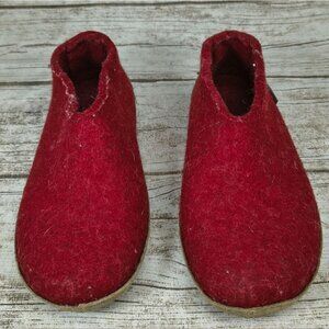 Glerups Red Felted Wool Slippers Size 37